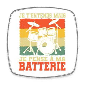 Batterie Batteur Cadeau humour personnalisé - Magnet carré - blanc - Devant