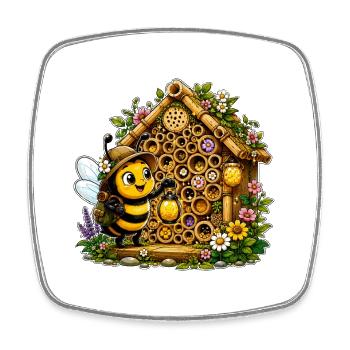abeille, apiculteur, nid d’abeille, fleurs, insecte des prairies, - Magnet carré - blanc - Devant