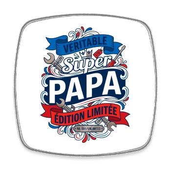 Veritable Super Papa Edition Limitee - Magnet carré - blanc - Devant