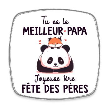 Meilleur papa fête des pères pére - Magnet carré - blanc - Devant