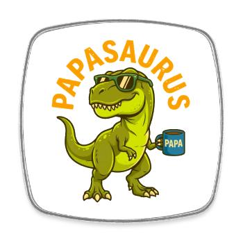 Papasaurus Dinosaure T-Rex Papa Cool - Magnet carré - blanc - Devant