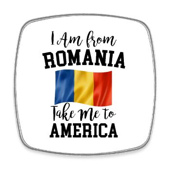 I am from romania take me to America - Viereckiger Kühlschrankmagnet - Weiß - Vorne