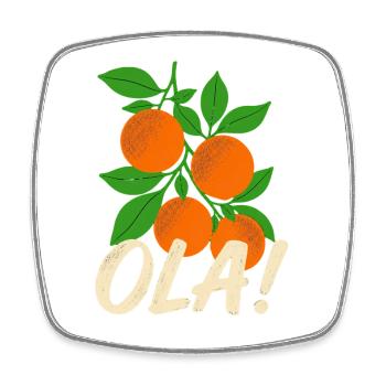 Olá Retro Orange Plants Holiday Greeting - Square fridge magnet - white - Front