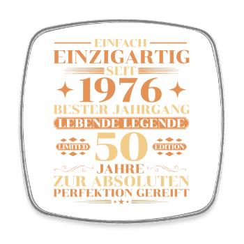 Einzigartig seit 1976 – Legende 50. Geburtstag - Viereckiger Kühlschrankmagnet - Weiß - Vorne
