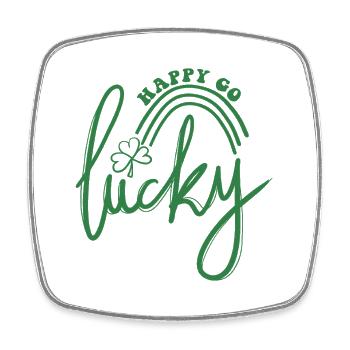 Lucky Script Shamrock Rainbow - Square fridge magnet - white - Front