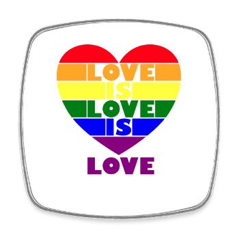 L’amour est amour Fierté LGBT Gay L’amour est un cœur d’amour - Magnet carré - blanc - Devant