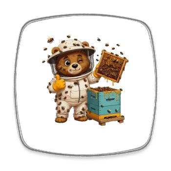 Honey bear in a bee suit - Square fridge magnet - white - Front