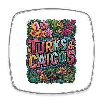 Fleurs tropicales des îles Turks-et-Caïques - Magnet carré - blanc - Devant