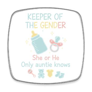 Gender Reveal Keeper Of The Gender She Or He - Square fridge magnet - white - Front