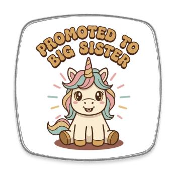Gender Reveal Promoted To Big Sister Baby Shower - Square fridge magnet - white - Front