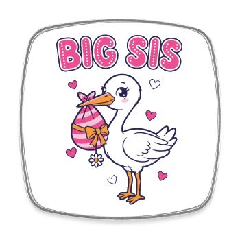 Gender Reveal Big Sister Baby Shower Team Pink Mom - Square fridge magnet - white - Front
