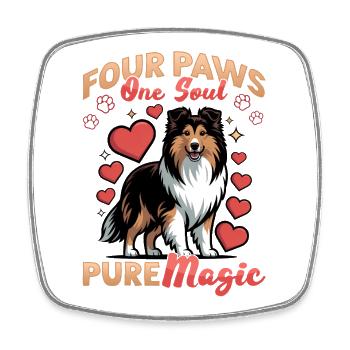 Chien Shetland Sheltie Race - Magnet carré - blanc - Devant