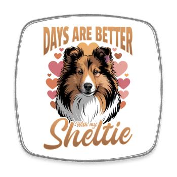 Chien Shetland Sheltie Race - Magnet carré - blanc - Devant