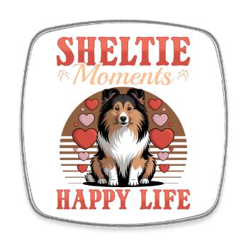 Chien Shetland Sheltie Race - Magnet carré - blanc - Devant