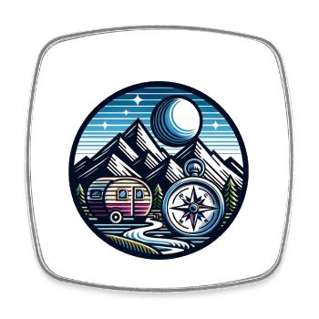 Camping Compass - Square fridge magnet - white - Front
