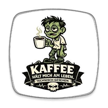 Kaffee Zombie Tech-Gag - Viereckiger Kühlschrankmagnet - Weiß - Vorne