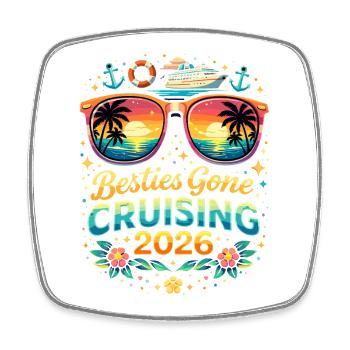 Meilleures amies parties en croisière 2026 - Magnet carré - blanc - Devant