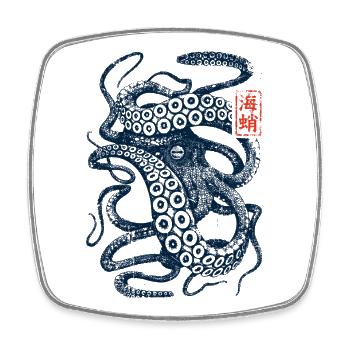 Oktopus Vintage Grunge - Viereckiger Kühlschrankmagnet - Weiß - Vorne