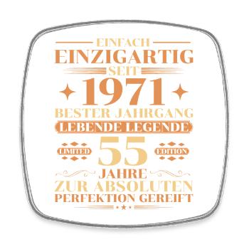 Einzigartig seit 1971 – Legende 55. Geburtstag - Viereckiger Kühlschrankmagnet - Weiß - Vorne