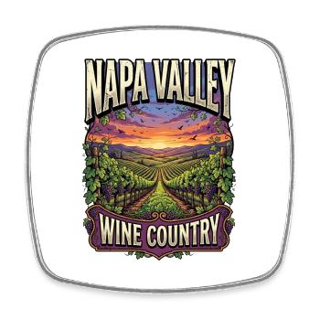 Région viticole de la Napa Valley - Magnet carré - blanc - Devant