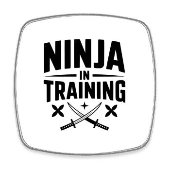 Ninja in Ausbildung - Viereckiger Kühlschrankmagnet - Weiß - Vorne