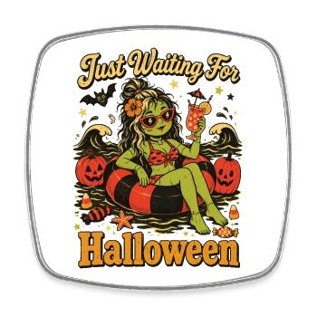 Summer Ghoul Just Waiting for Halloween - Square fridge magnet - white - Front