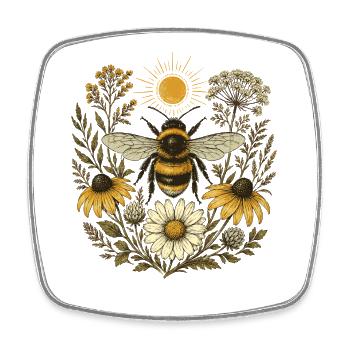 Bumblebee Wildflowers - Square fridge magnet - white - Front