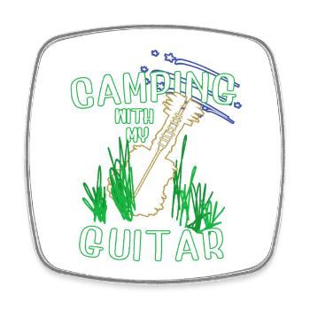 Camper avec la guitare - Magnet carré - blanc - Devant