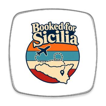 Sicilia Vacation, Booked for Sicilia Travel Gift - Square fridge magnet - white - Front