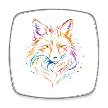 Fuchs Line Art – Farbenfrohes Fox Design - Viereckiger Kühlschrankmagnet - Weiß - Vorne