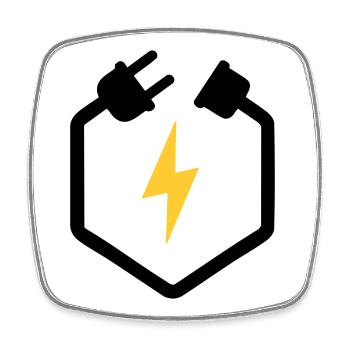 Elektriker Stecker Energie Blitz Logo - Viereckiger Kühlschrankmagnet - Weiß - Vorne