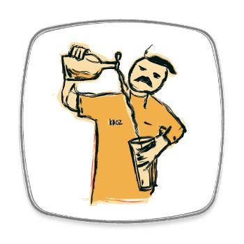 Barman louche qui verse de la bière - Magnet carré - blanc - Devant