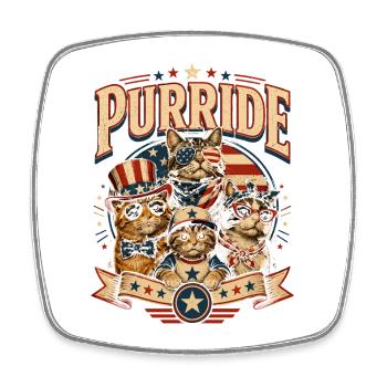 Purride Cats Patriotism - Square fridge magnet - white - Front