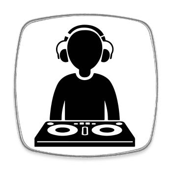 DJ Turntables Party - Square fridge magnet - white - Front