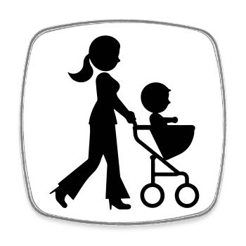 Mom stroller baby - Square fridge magnet - white - Front