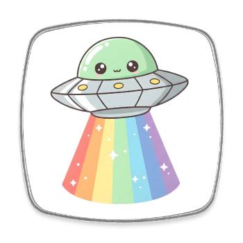 Ufo - Viereckiger Kühlschrankmagnet - Weiß - Vorne