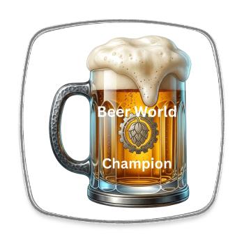 Beer World Champion - Viereckiger Kühlschrankmagnet - Weiß - Vorne