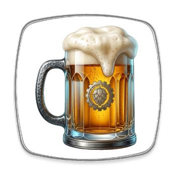 CRAFT BEER – Beer mug with hop gear illustration - Square fridge magnet - white - Front