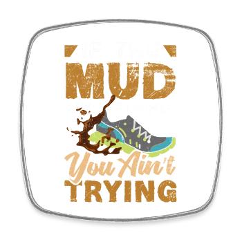 Girl on muddy obstacle course - Square fridge magnet - white - Front
