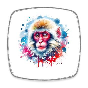 Japanese macaque gift - Square fridge magnet - white - Front