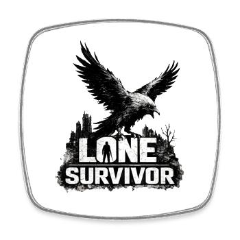 LONE SURVIVOR | Post-Apocalyptic Raven Design - Square fridge magnet - white - Front