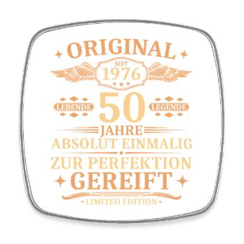 50. Geburtstag Jahrgang 1976 Geschenk - Viereckiger Kühlschrankmagnet - Weiß - Vorne
