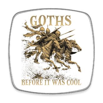 Goths Cavaliers Migration Motif d’humour Goths - Magnet carré - blanc - Devant