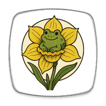 Frog in a Sunny Daffodil Bloom - Square fridge magnet - white - Front