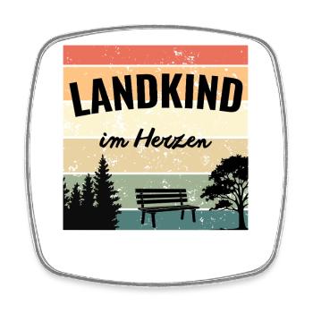 Landkind im Herzen Vintage - Viereckiger Kühlschrankmagnet - Weiß - Vorne