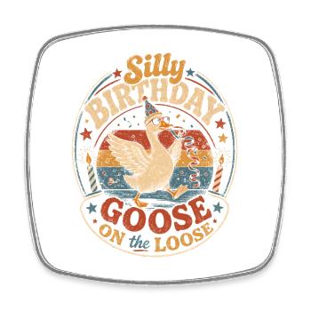 Silly Birthday Goose on the Loose - Viereckiger Kühlschrankmagnet - Weiß - Vorne