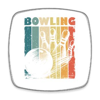 Bowling Kegeln Vintage-Grafik - Viereckiger Kühlschrankmagnet - Weiß - Vorne