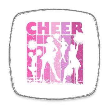 Pom-pom girls sportives pour filles - Magnet carré - blanc - Devant