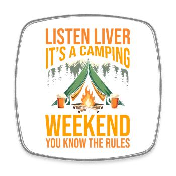 Camping Bonfire Camp Life Forest Camper - Viereckiger Kühlschrankmagnet - Weiß - Vorne