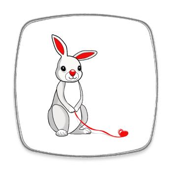 Rabbit - Viereckiger Kühlschrankmagnet - Weiß - Vorne
